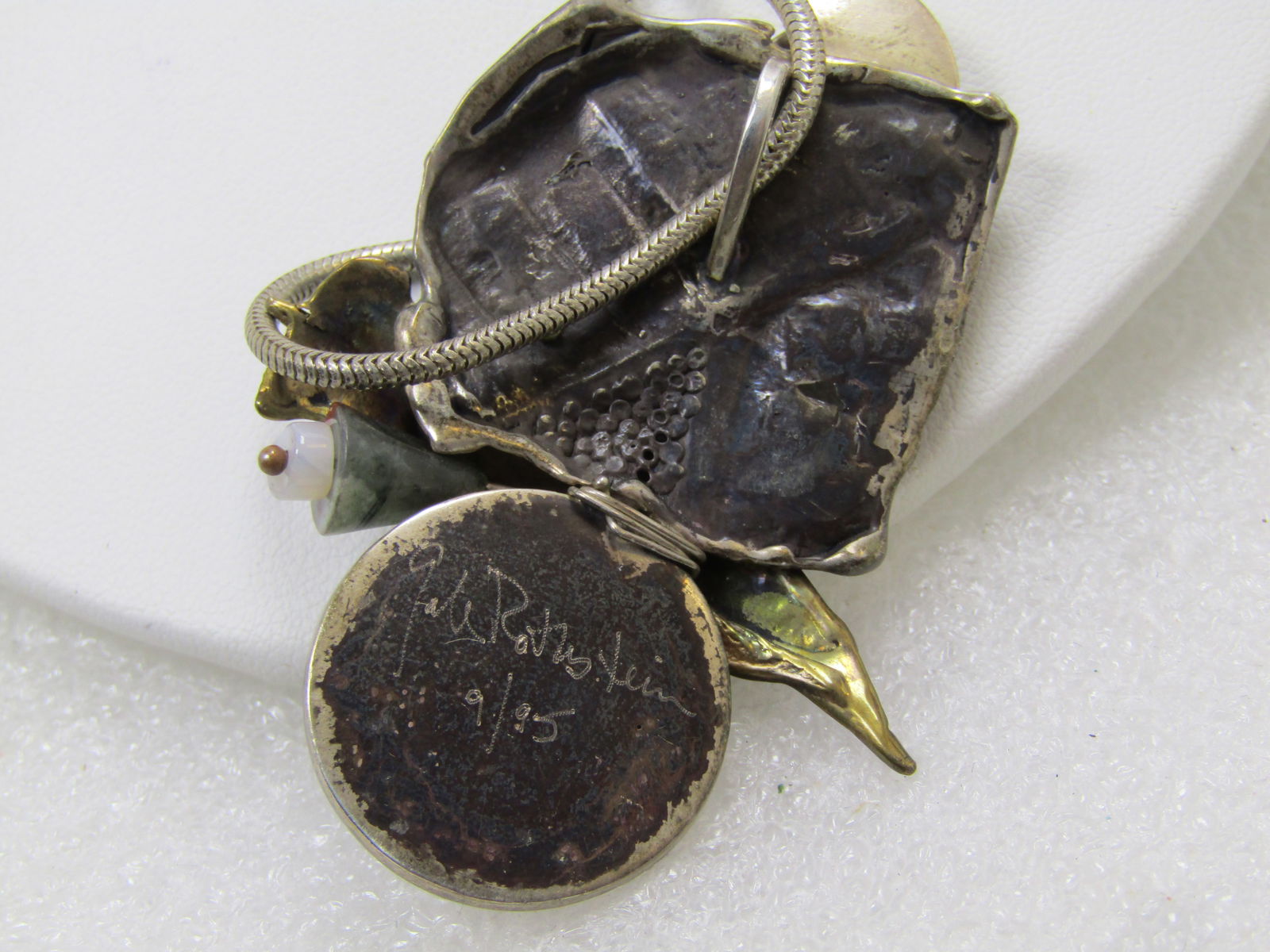 Vintage Sterling Modernist/Brutalist Pendant Necklace, 20" Signed, 9/95. Signed W. Rothstein - 4