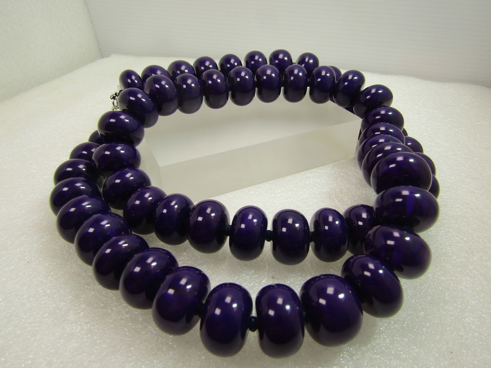 Vintage Wide Purple Beaded Necklace, 34", 1980's-1990's (1 of 7)