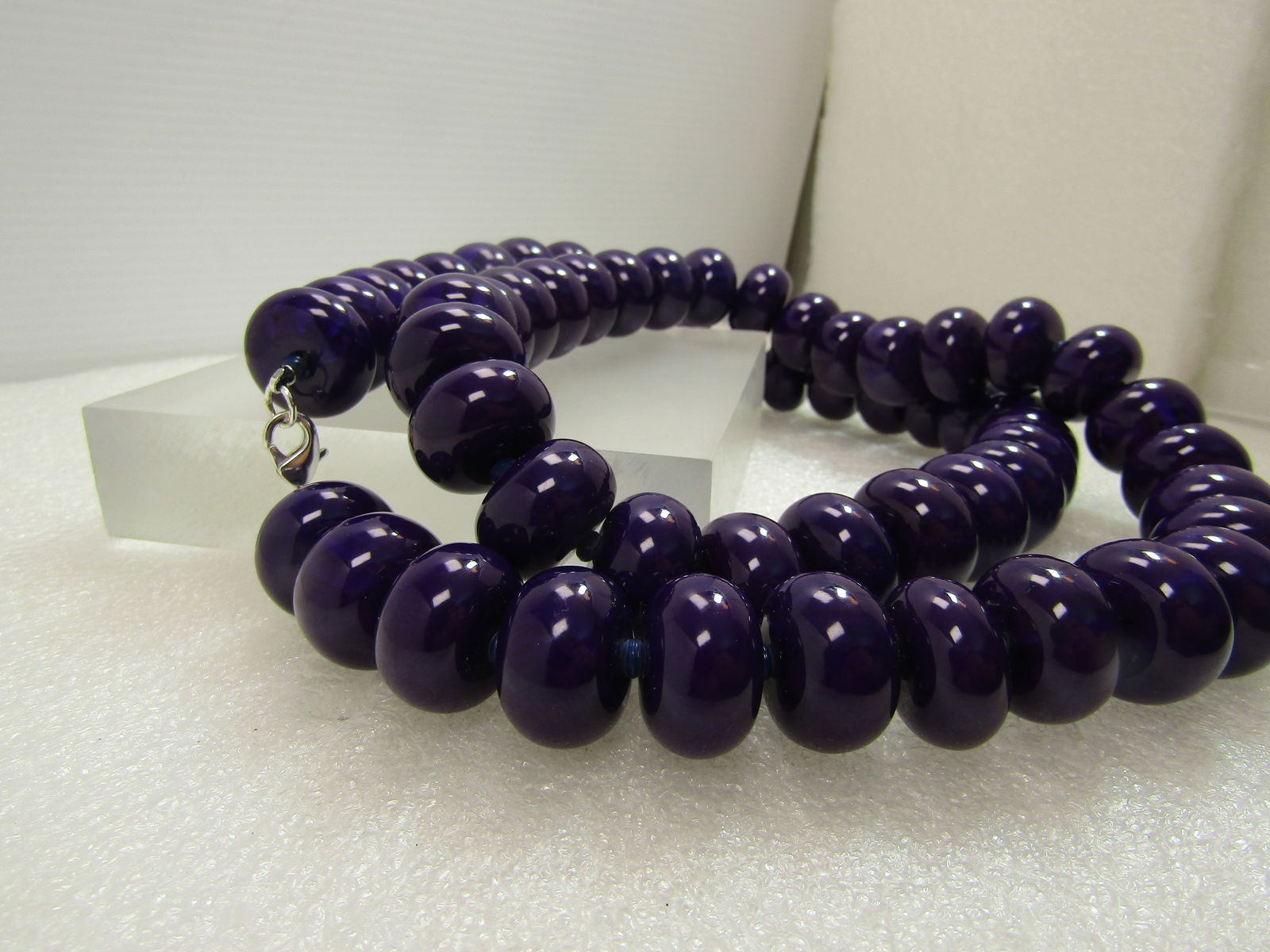 Vintage Wide Purple Beaded Necklace, 34", 1980's-1990's - 2
