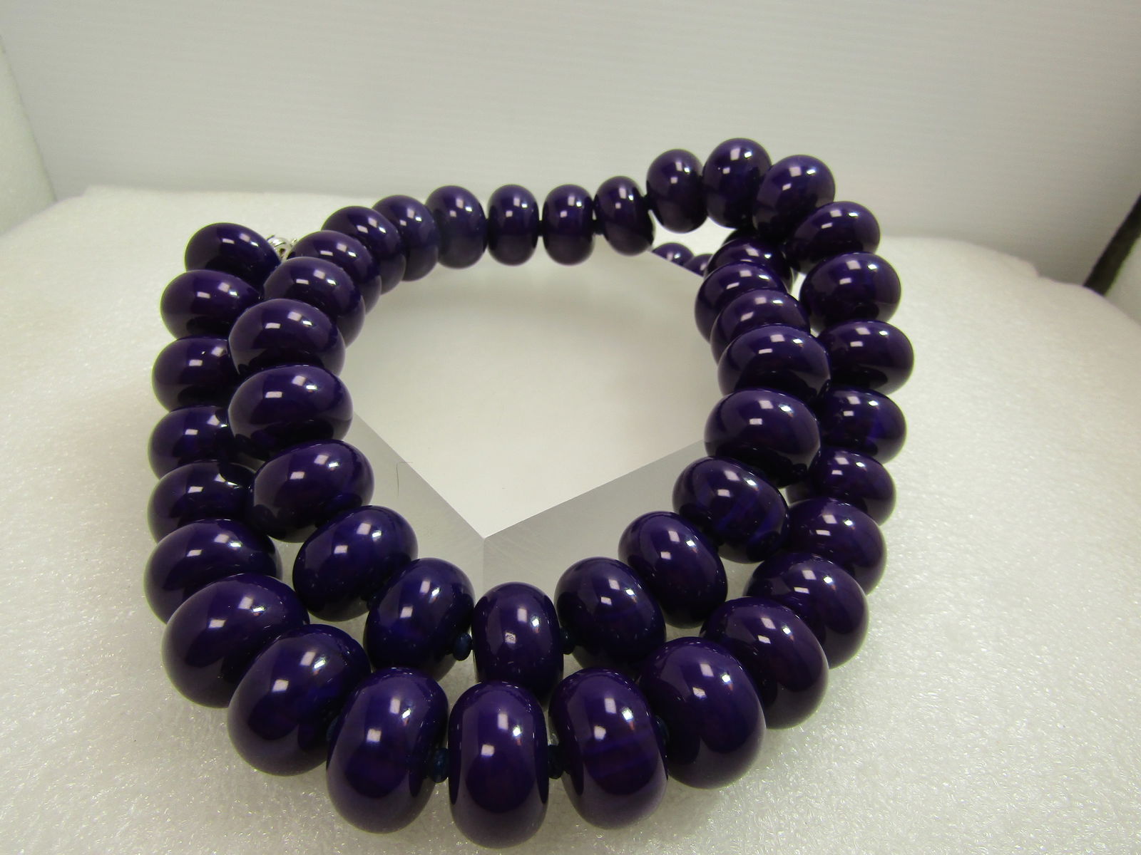 Vintage Wide Purple Beaded Necklace, 34", 1980's-1990's - 3