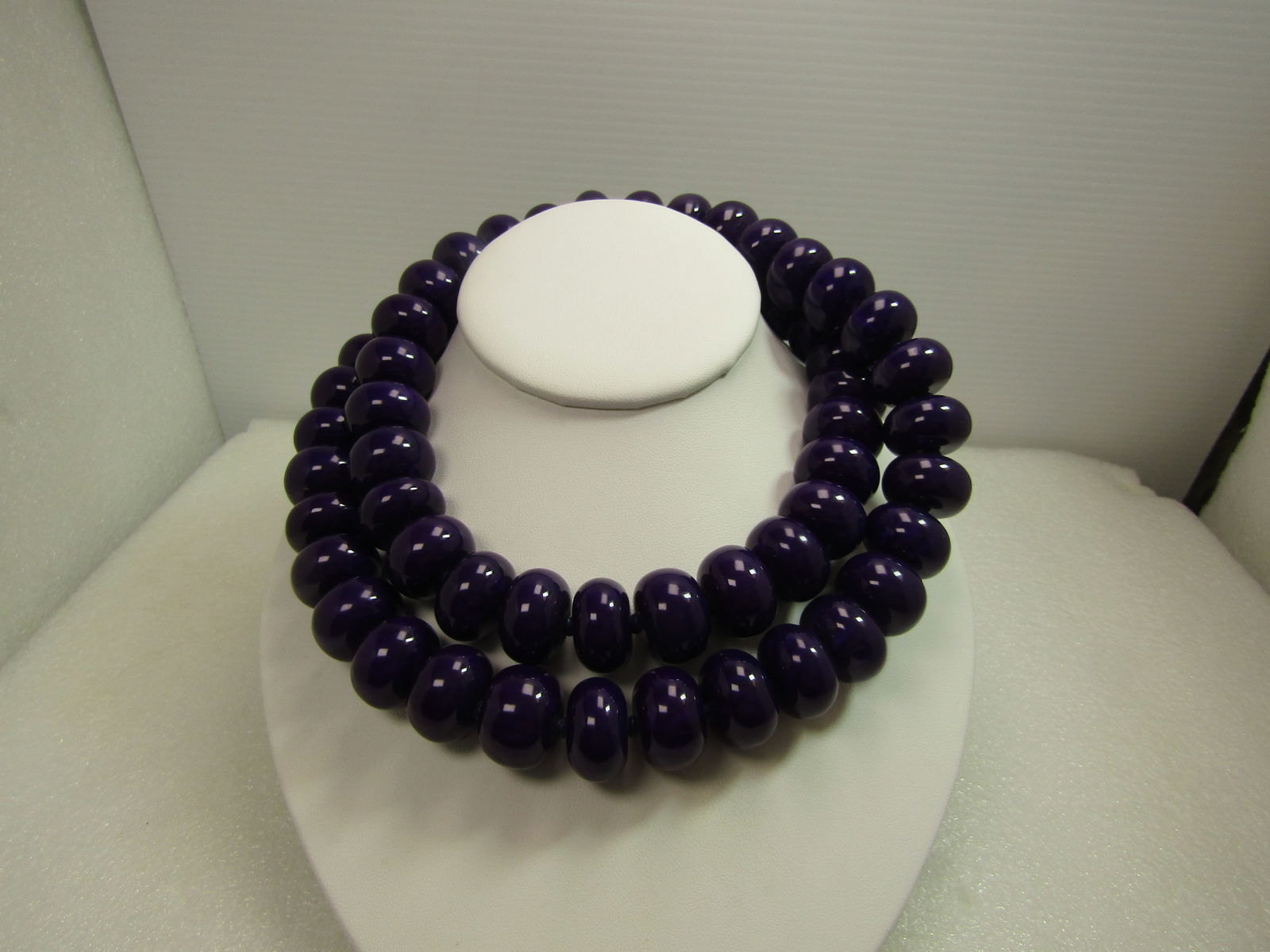 Vintage Wide Purple Beaded Necklace, 34", 1980's-1990's - 5