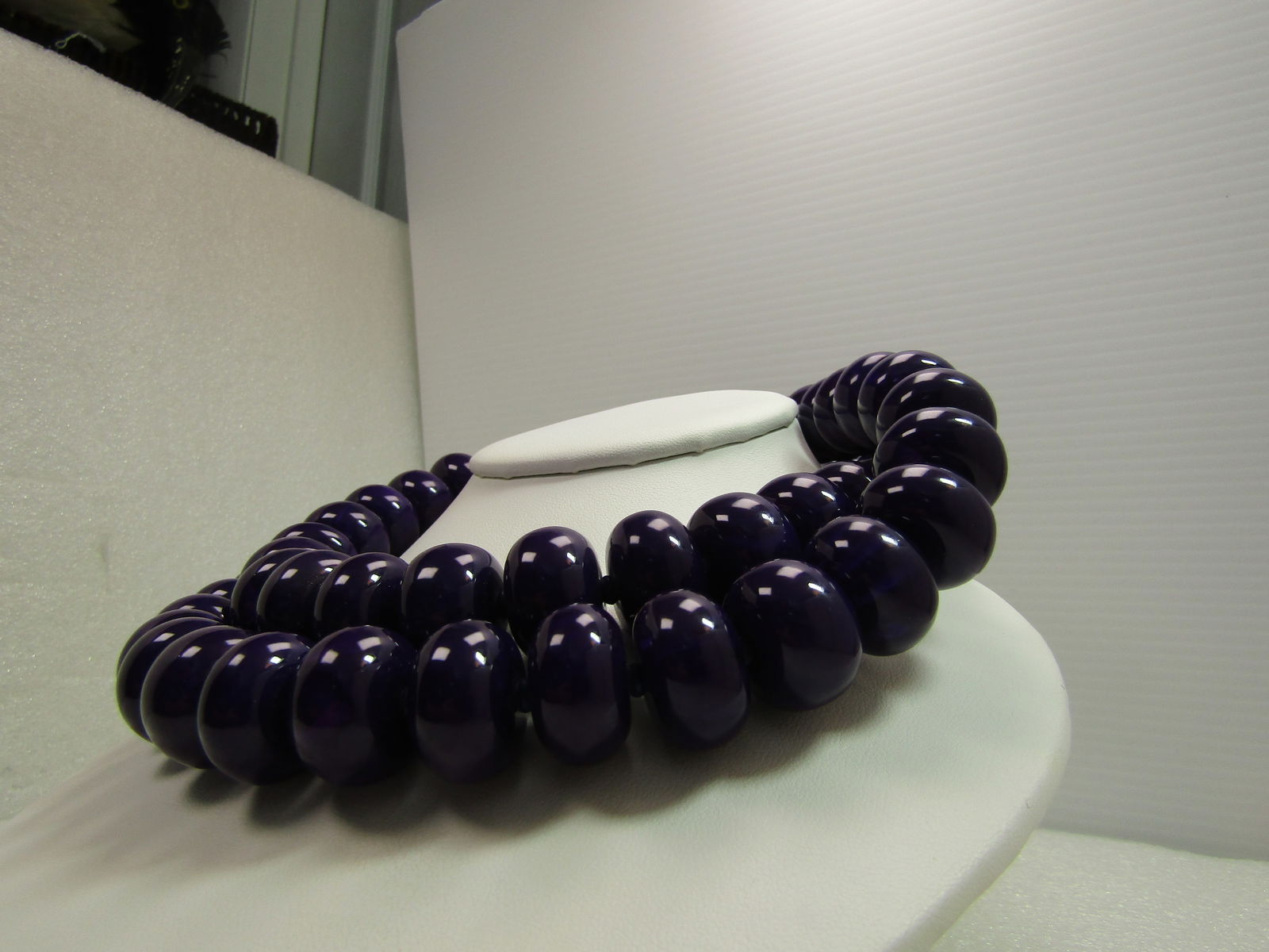 Vintage Wide Purple Beaded Necklace, 34", 1980's-1990's - 6