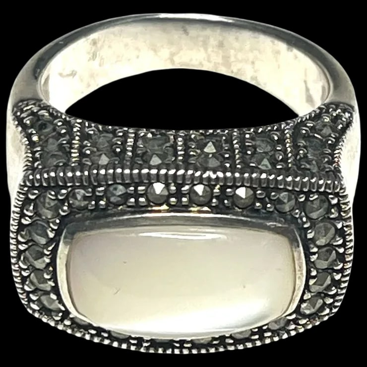 Estate Sterling SIlver Marcasite Statement Ring (1 of 6)