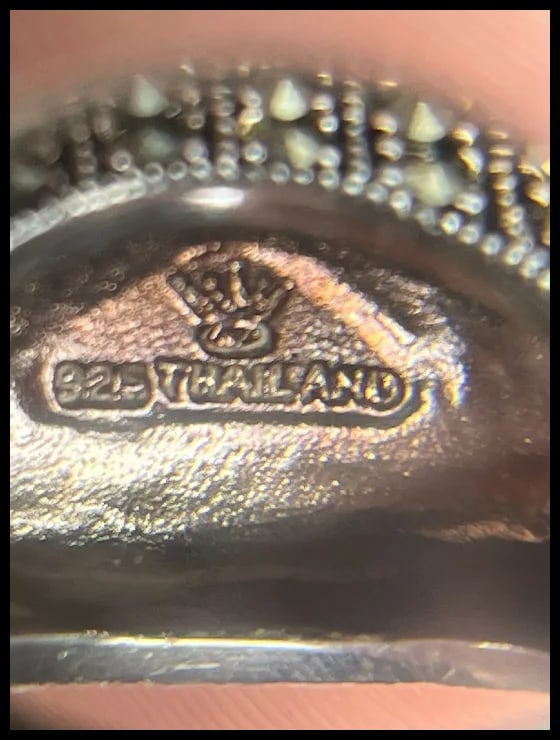 Estate Sterling SIlver Marcasite Statement Ring - 6