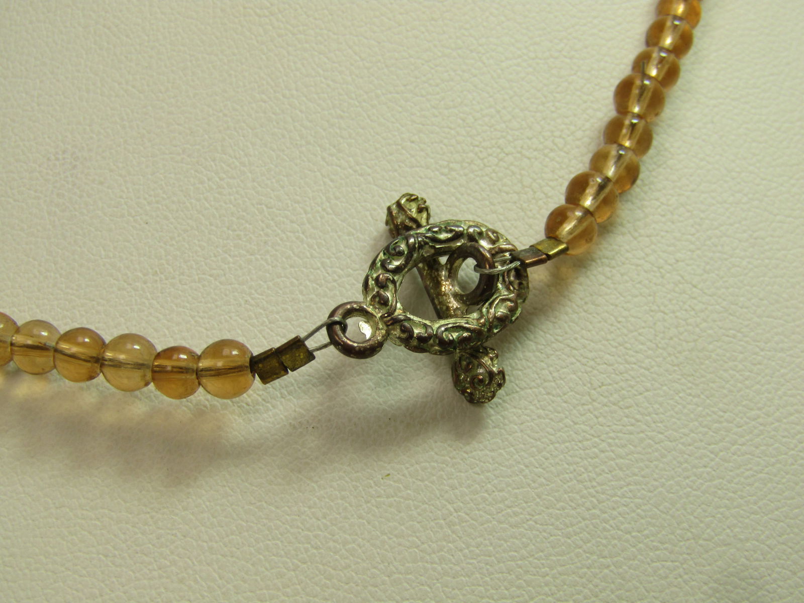 Vintage Brown/Orange Glass Beaded Necklace with Drop. 19", 1980's-1990's - 4