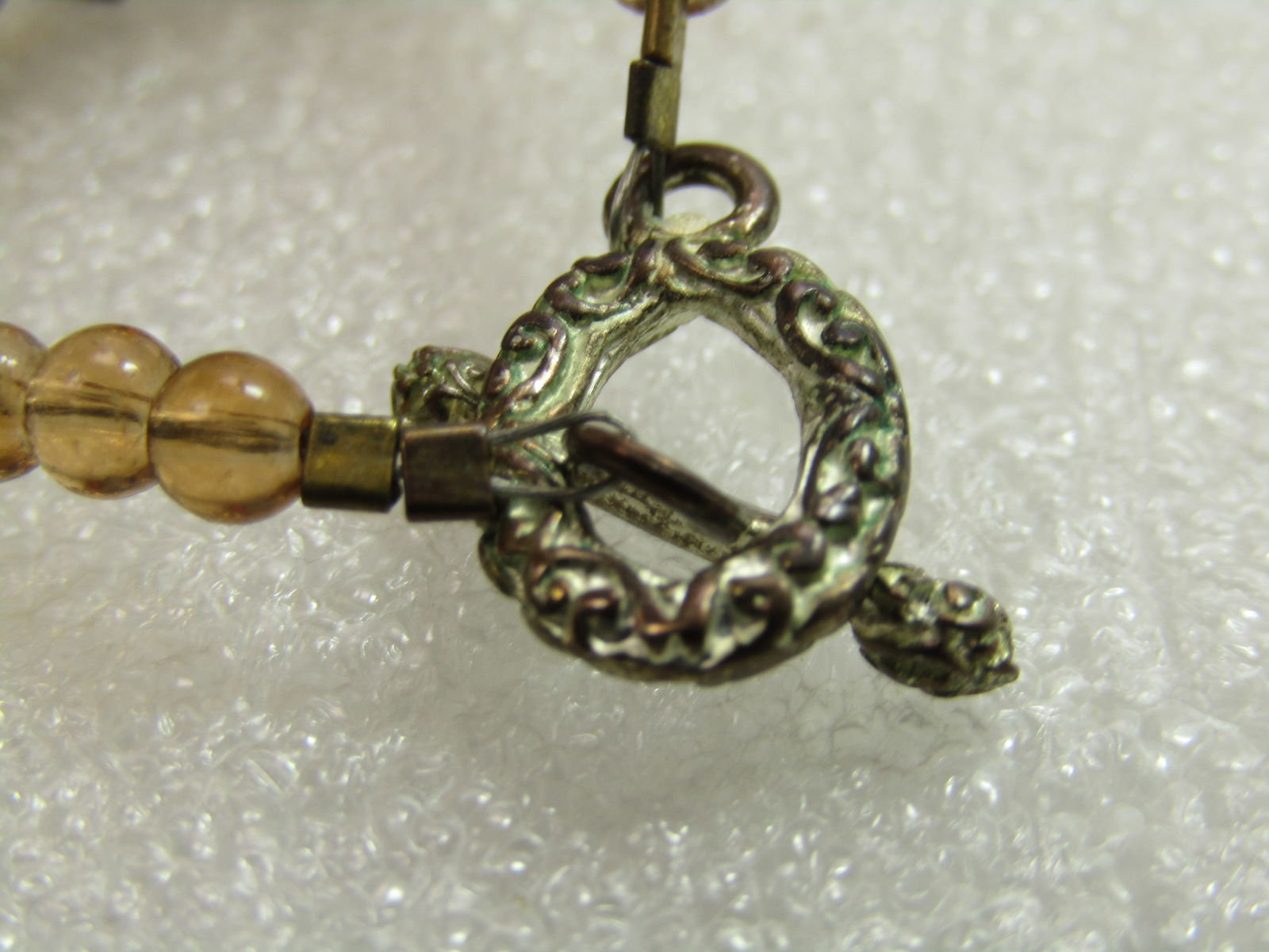 Vintage Brown/Orange Glass Beaded Necklace with Drop. 19", 1980's-1990's - 6