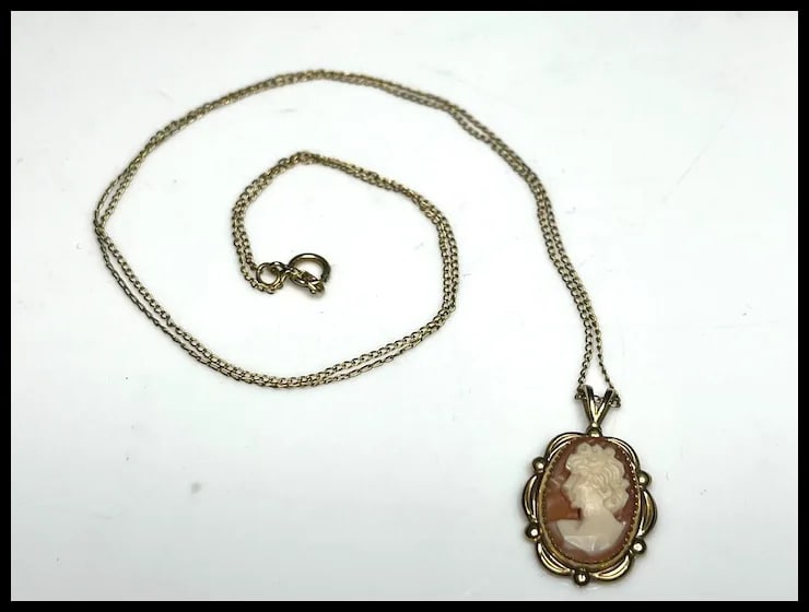 Vintage 14k GF Cameo Necklace - 2