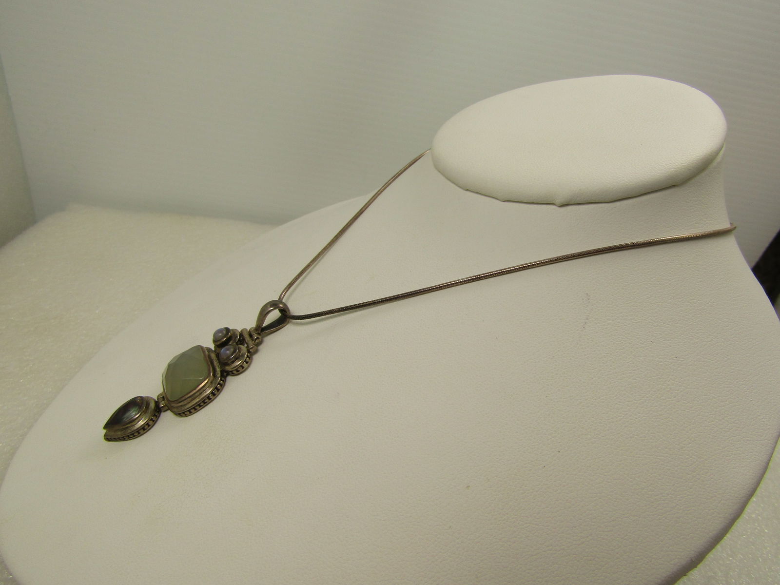 Vintage Sterling Mystic Topaz, Moonstone Necklace, 18", 1980's, Boho/Southwestern Appeal - 2