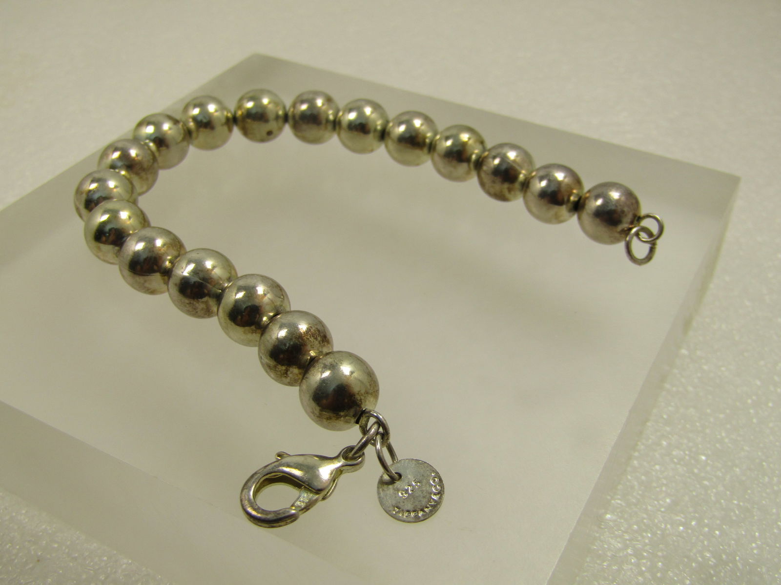 Vintage Silver Plated 9.5mm Beaded Bracelet, 8", 1990's - 4