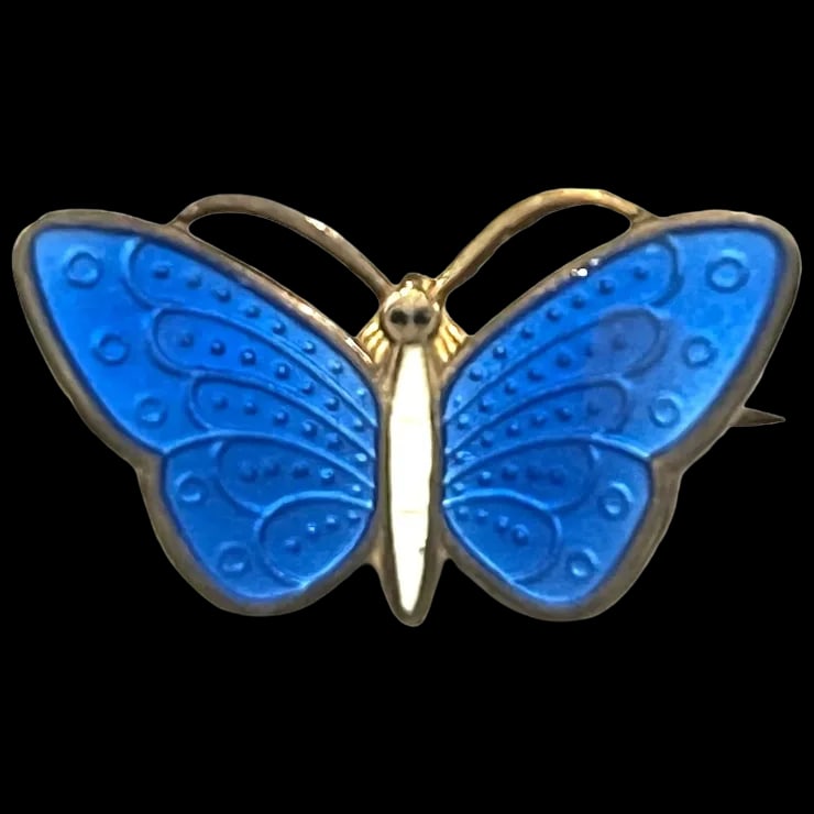 Vintage Enamel Gold Wash Sterling Silver Butterfuly BroochSigned Norway (1 of 3)