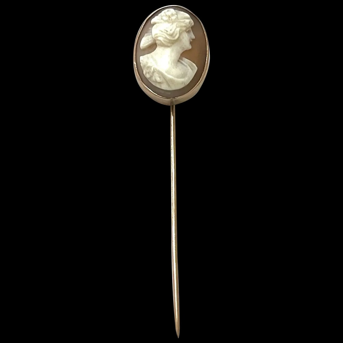 Antique 14k Gold Shell Cameo Stickpin (1 of 4)