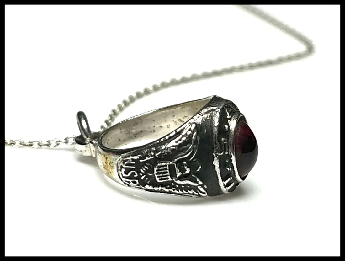 Vintage Sterling SIlver Class Ring Charm on Italian Sterling SIlver Chain - 3