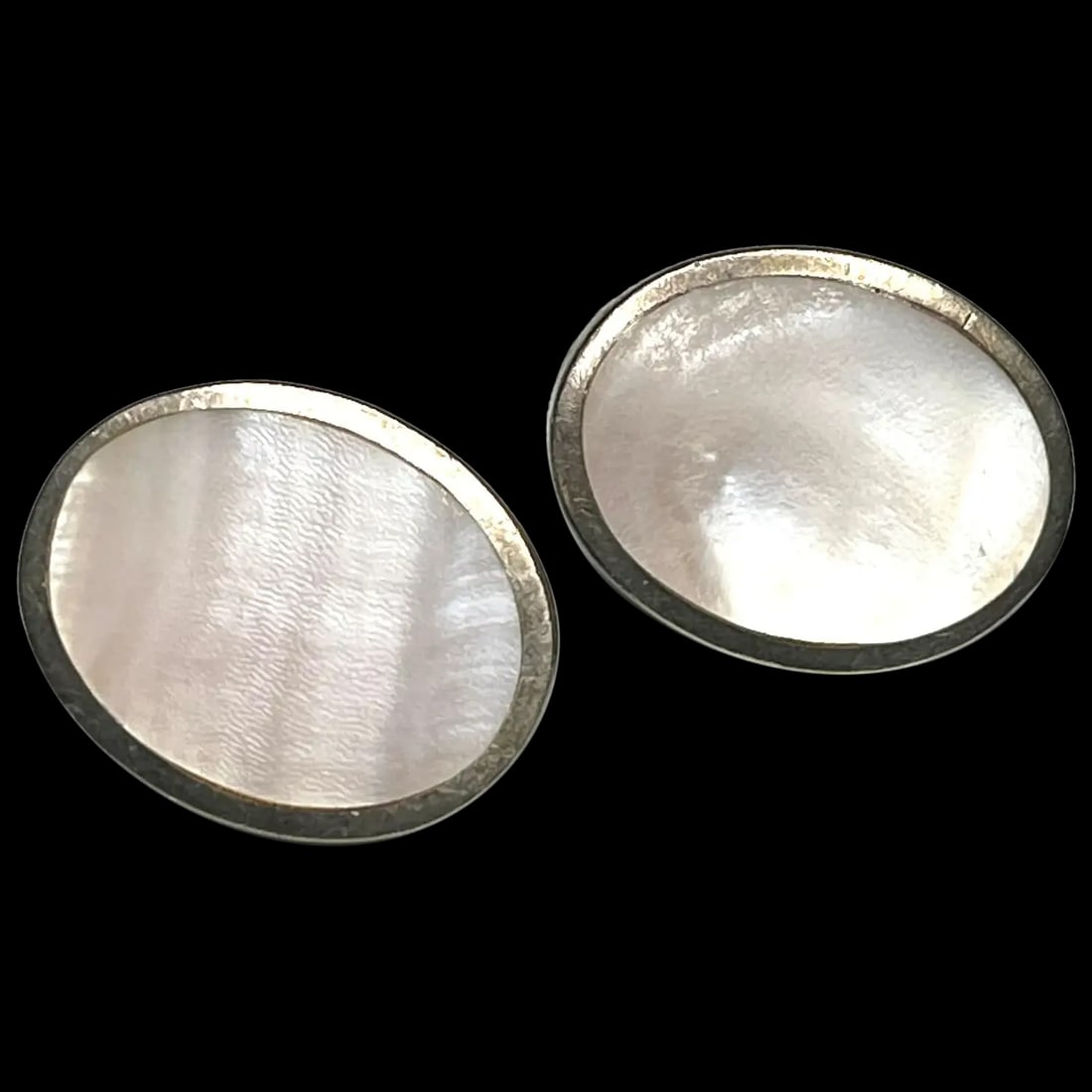 Vintage KL Mother of Pearl Sterling Silver Earrings: Title: Vintage KL Mother of Pearl Sterling Silver Earrings Description: Vintage KL Mother of Pearl Sterling Silver EarringsHallmarked KL SterlingPierced Earring, no backs, replacement backs will be in