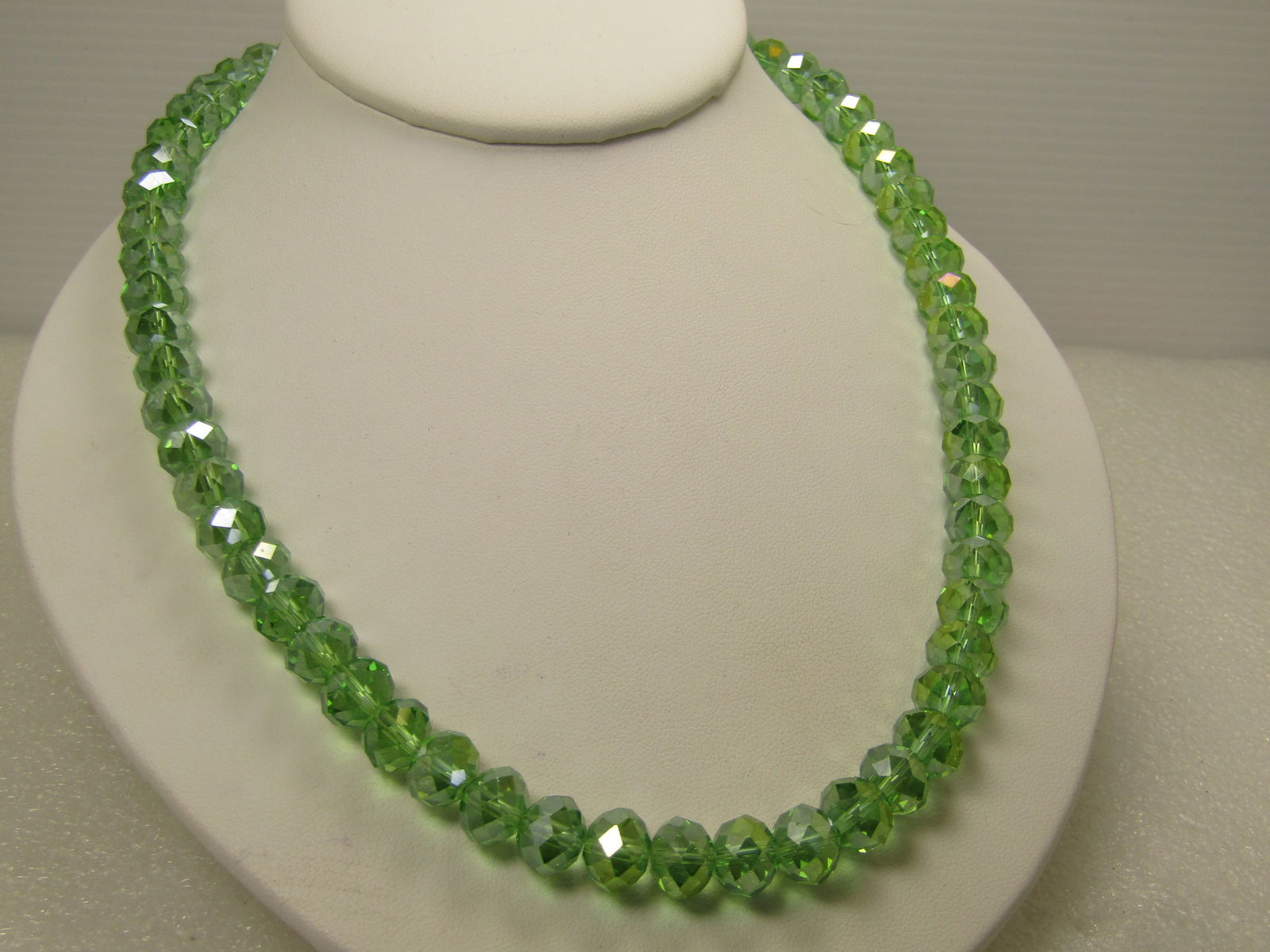 Faceted Green Crystal Beaded Necklace, 22" Jillian Michel, 2000's - 2