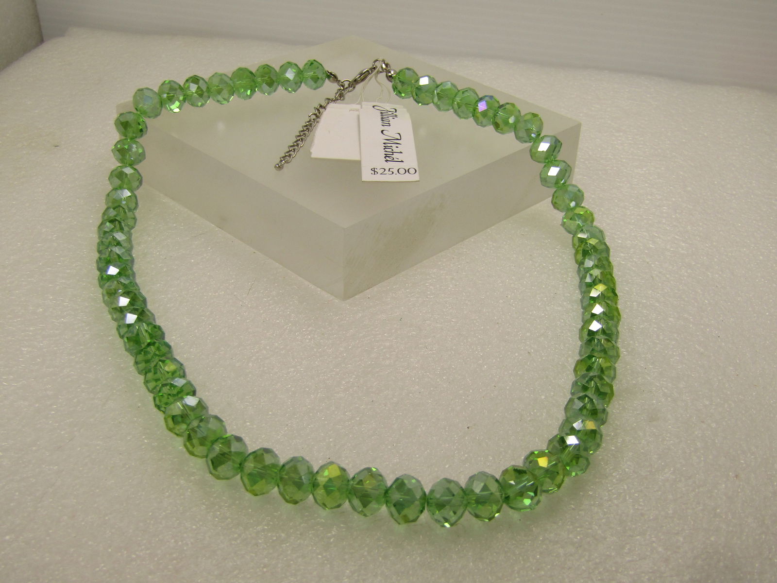 Faceted Green Crystal Beaded Necklace, 22" Jillian Michel, 2000's - 4