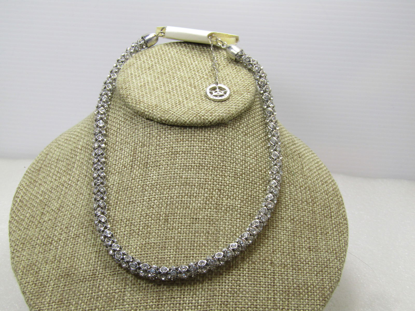 Vintage Crown Trifari Rhinestone Rondelle Necklace 16"-18" Original Tag (1 of 6)