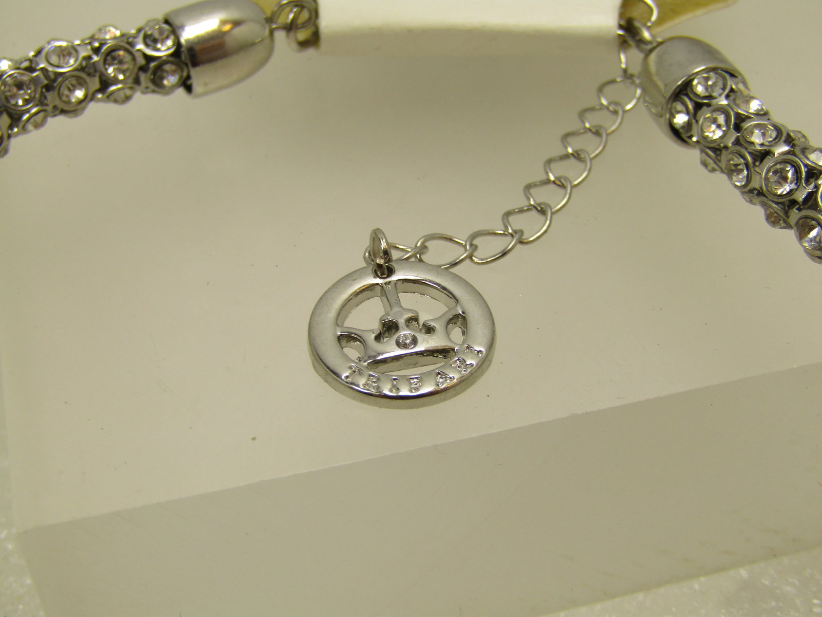 Vintage Crown Trifari Rhinestone Rondelle Necklace 16"-18" Original Tag - 4