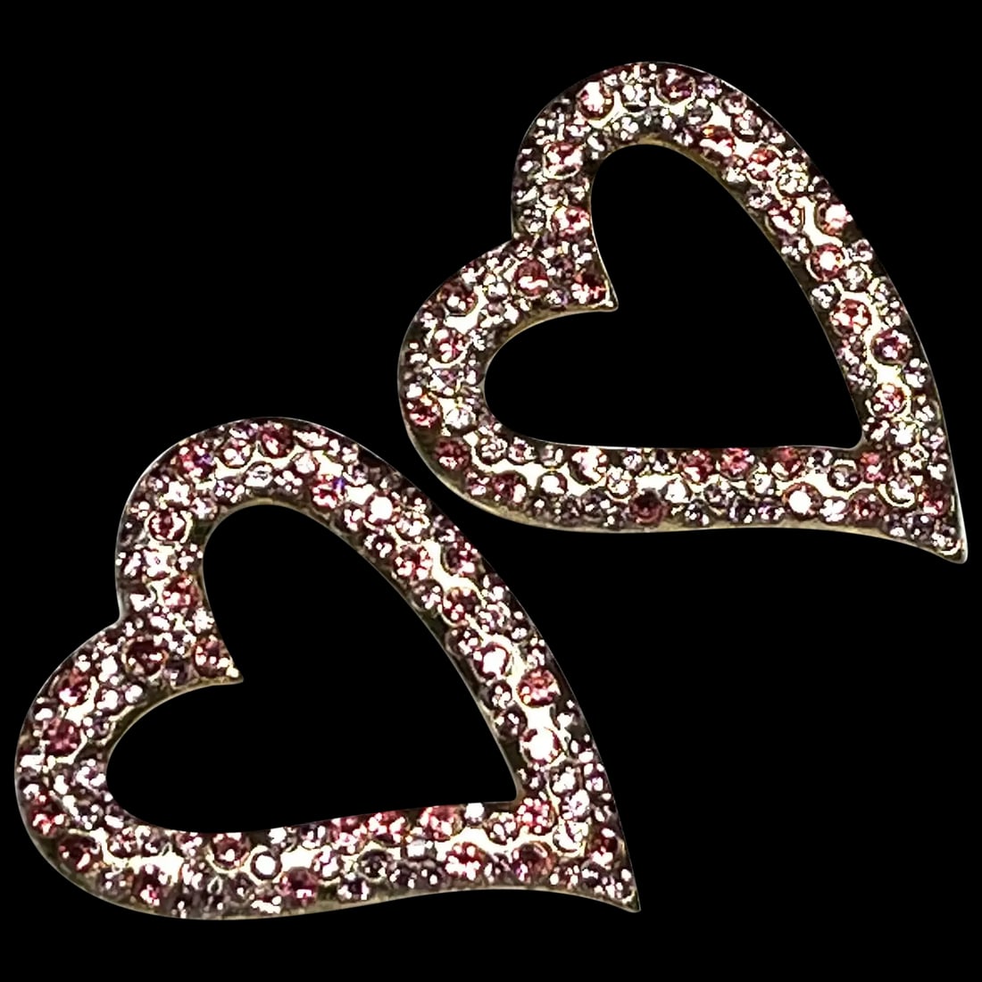 Estate Rhinestone Heart Statement Earrings (1 of 5)