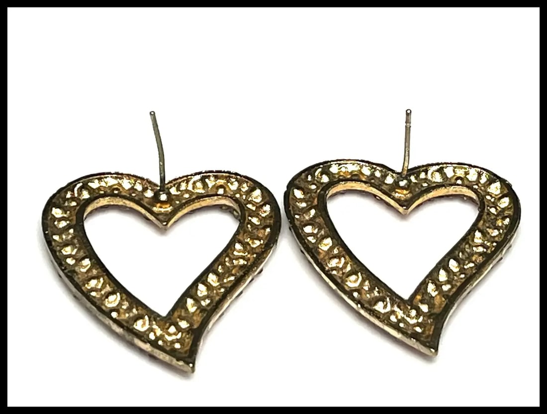 Estate Rhinestone Heart Statement Earrings - 4