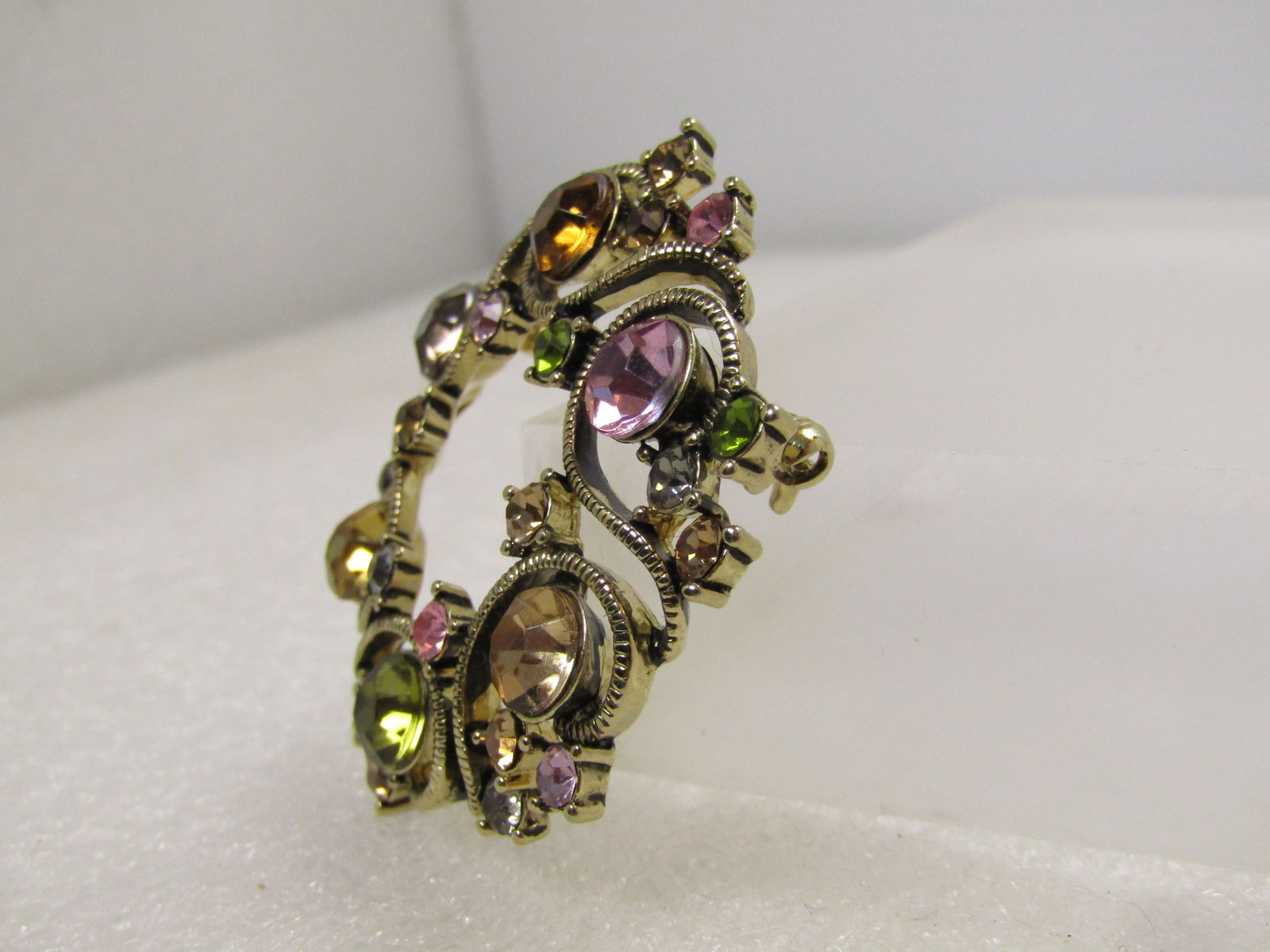 Vintage Monet Rhinestone Circle Brooch with Coils, 1980's-1990's - 3