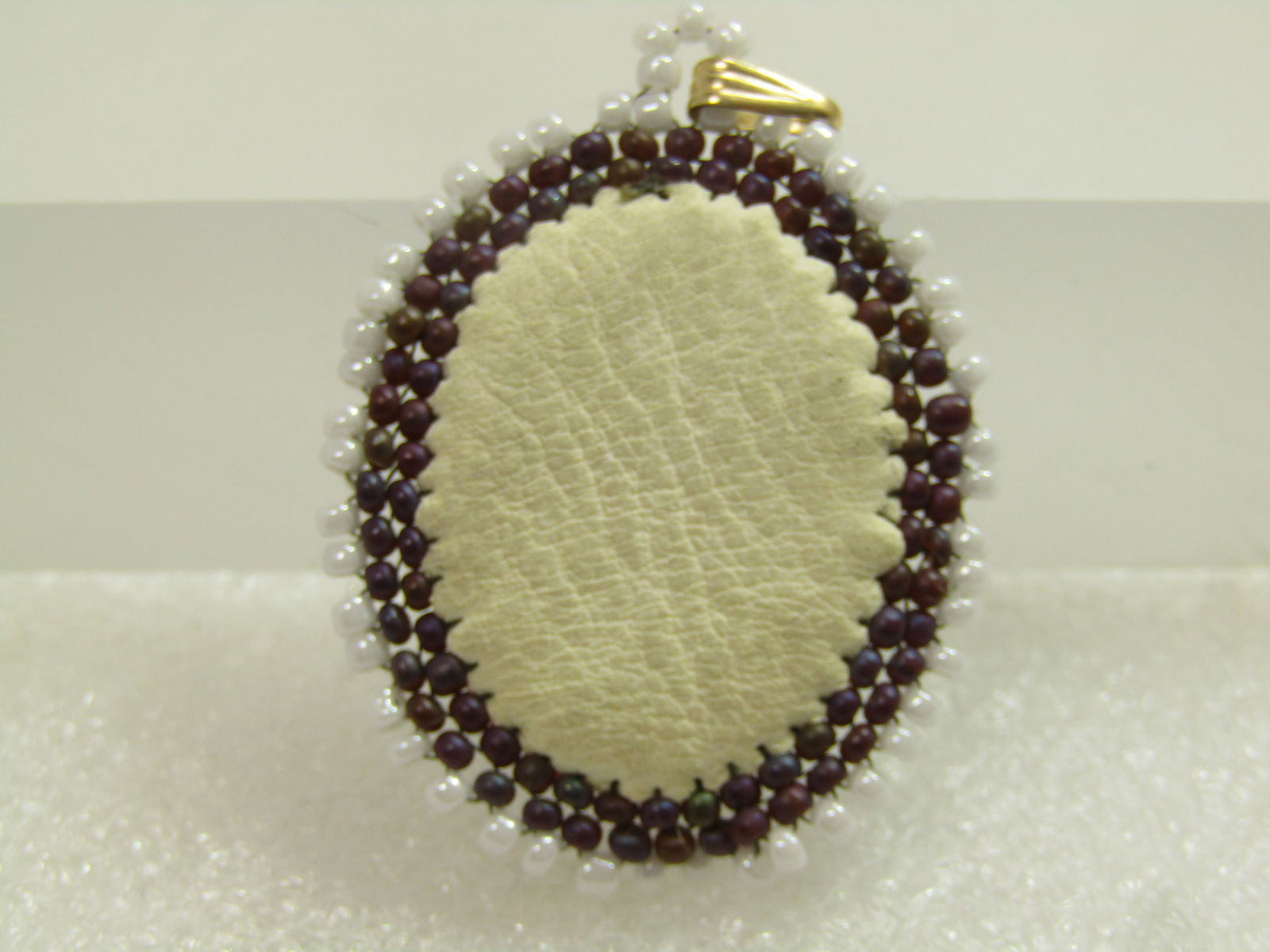 Vintage Agate & Seed Bead Pendant, Southwestern, 1980's. - 4