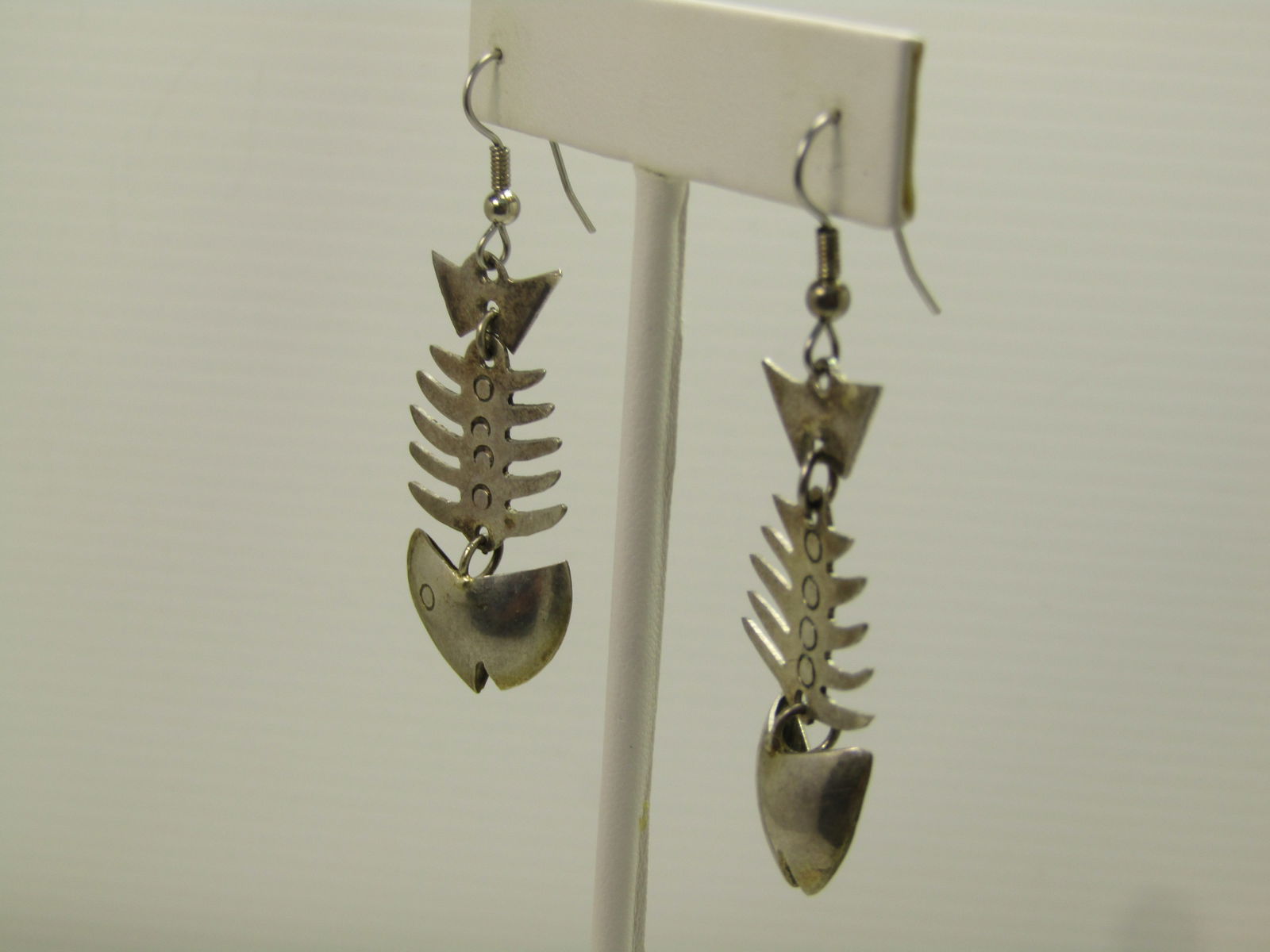 Vintage Fish Skeleton Earrings, Pierced/Dangle, Mexico, 1970's - 2