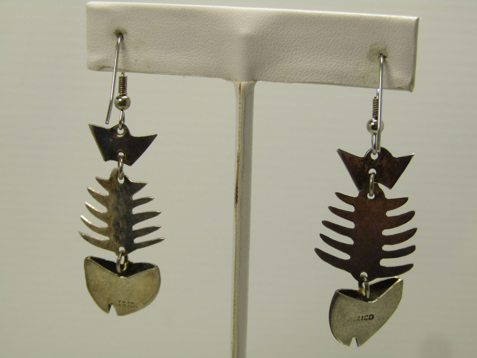 Vintage Fish Skeleton Earrings, Pierced/Dangle, Mexico, 1970's - 4