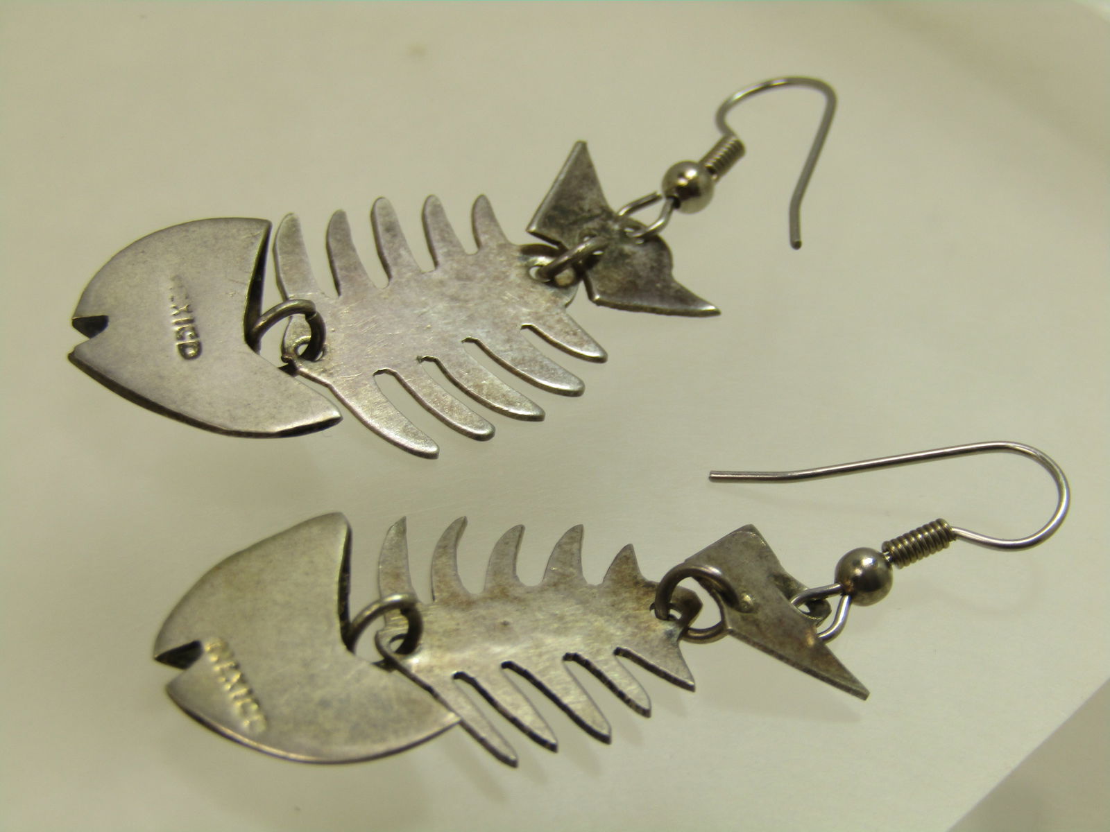 Vintage Fish Skeleton Earrings, Pierced/Dangle, Mexico, 1970's - 7