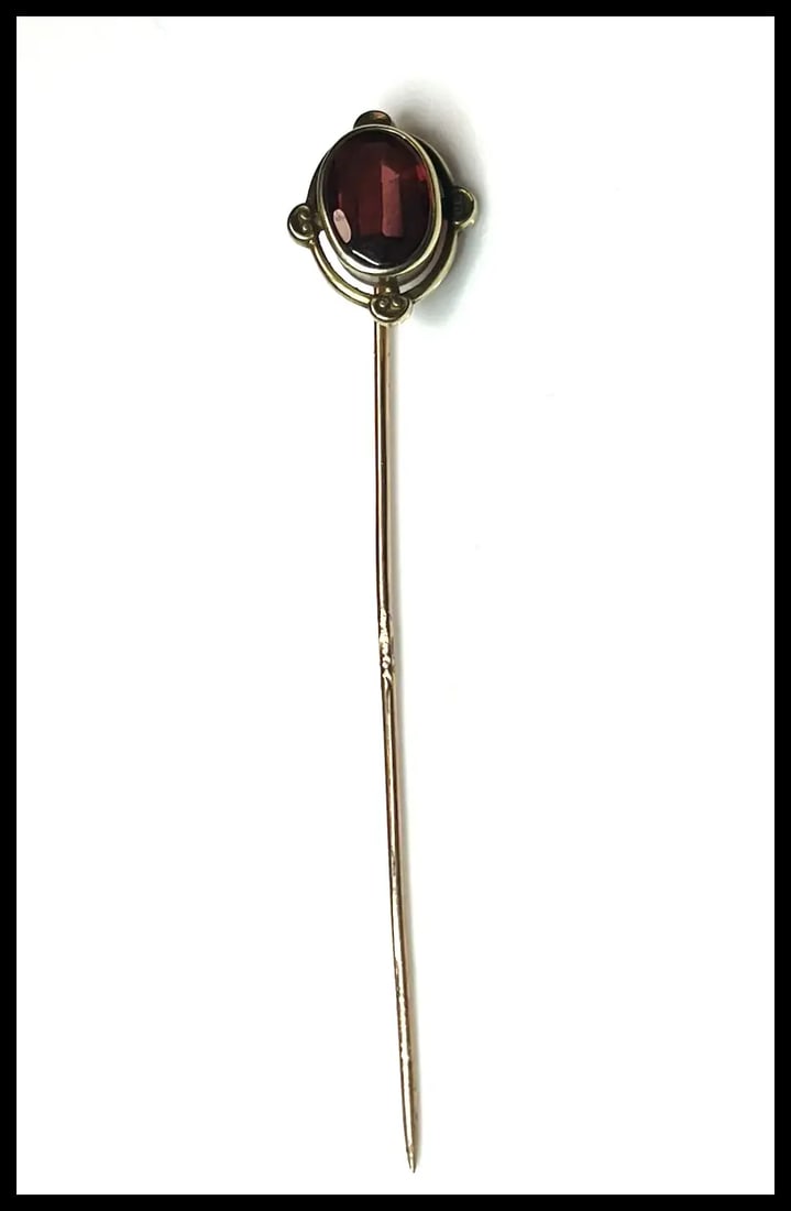 Vintage 14k Gold Garnet Stickpin - 2