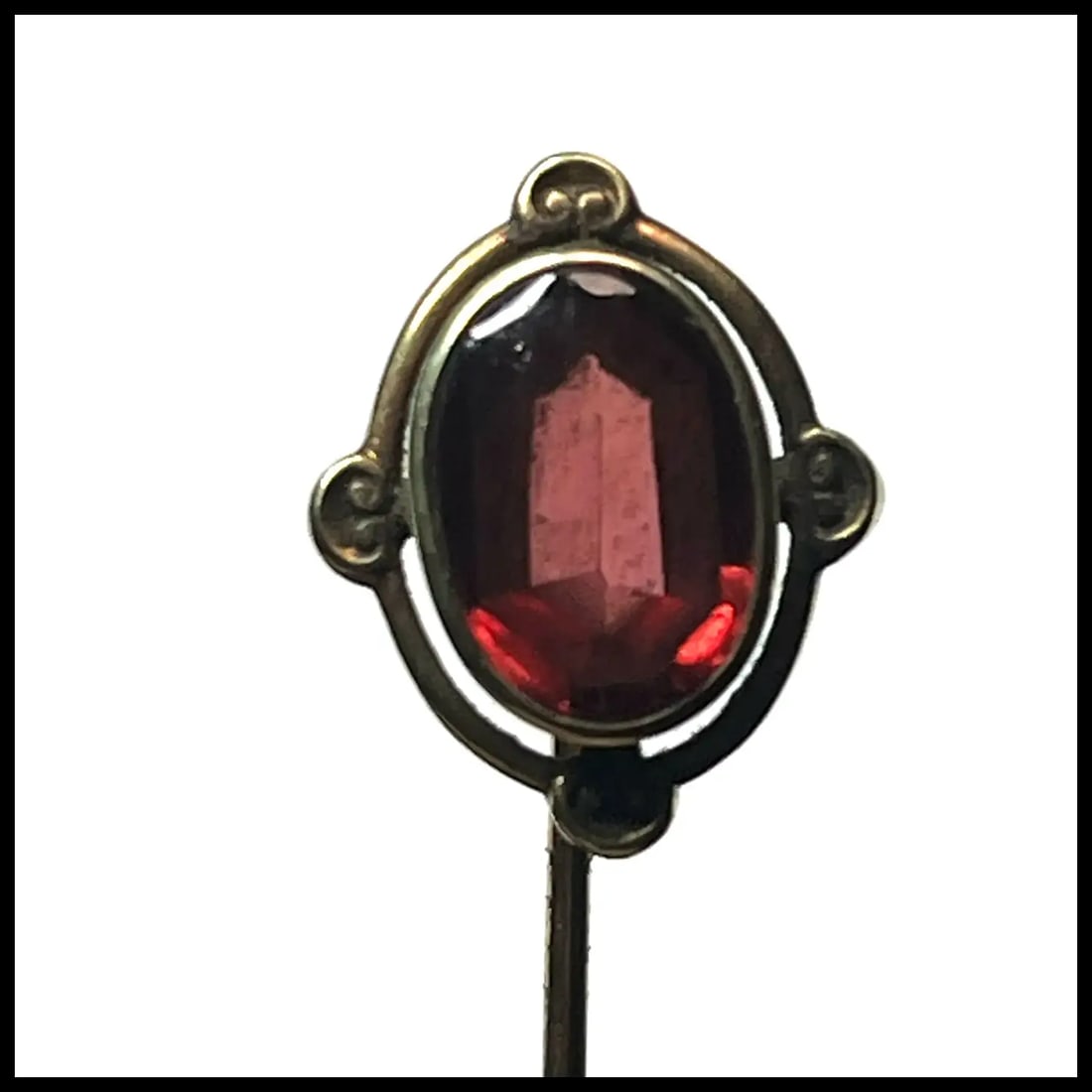 Vintage 14k Gold Garnet Stickpin - 4