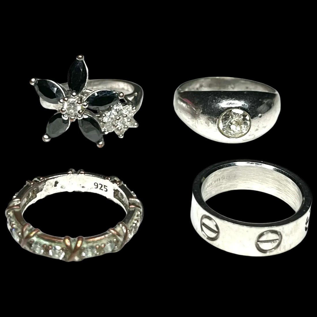 Vintage Lot of Silve Tone Statement Rings (1 of 11)