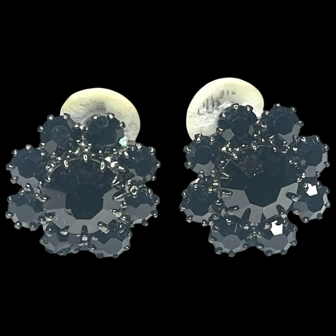 Vintage Rhinestone Flower Clip Earrings (1 of 4)