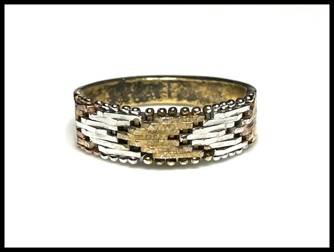 Vintage Italian Tri- Color Sterling Silver Ring - 2