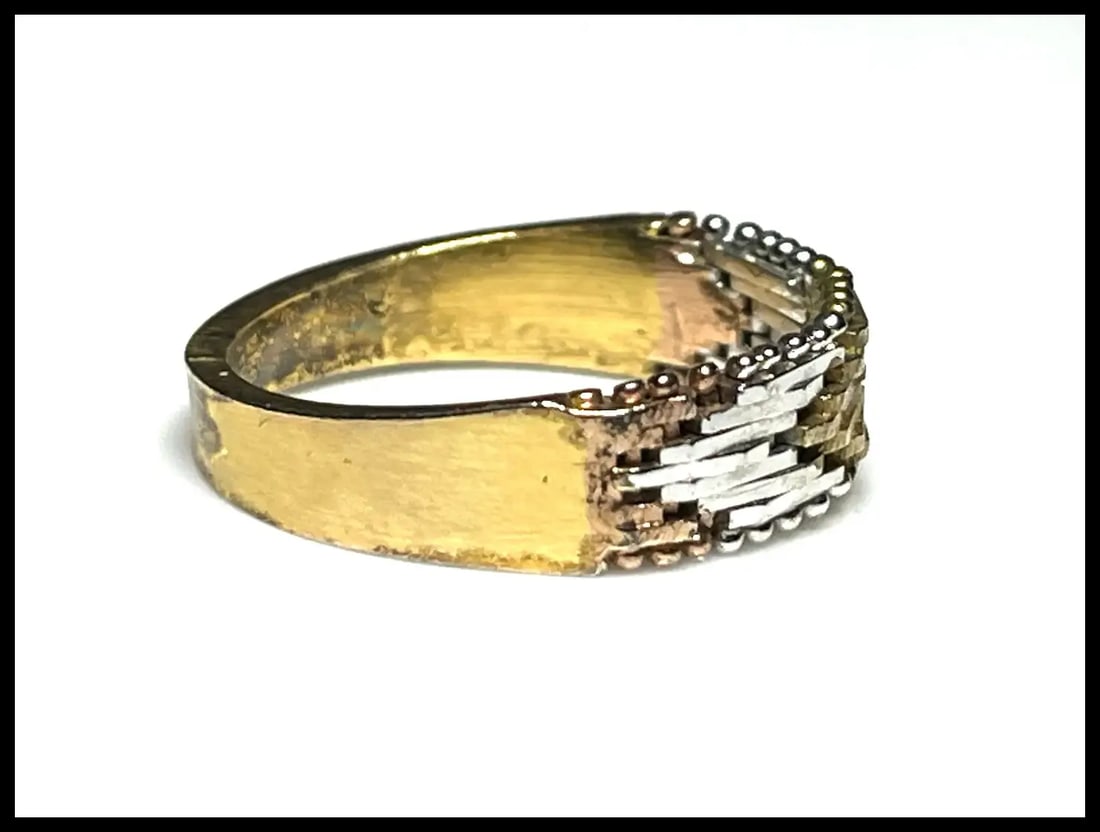 Vintage Italian Tri- Color Sterling Silver Ring - 4