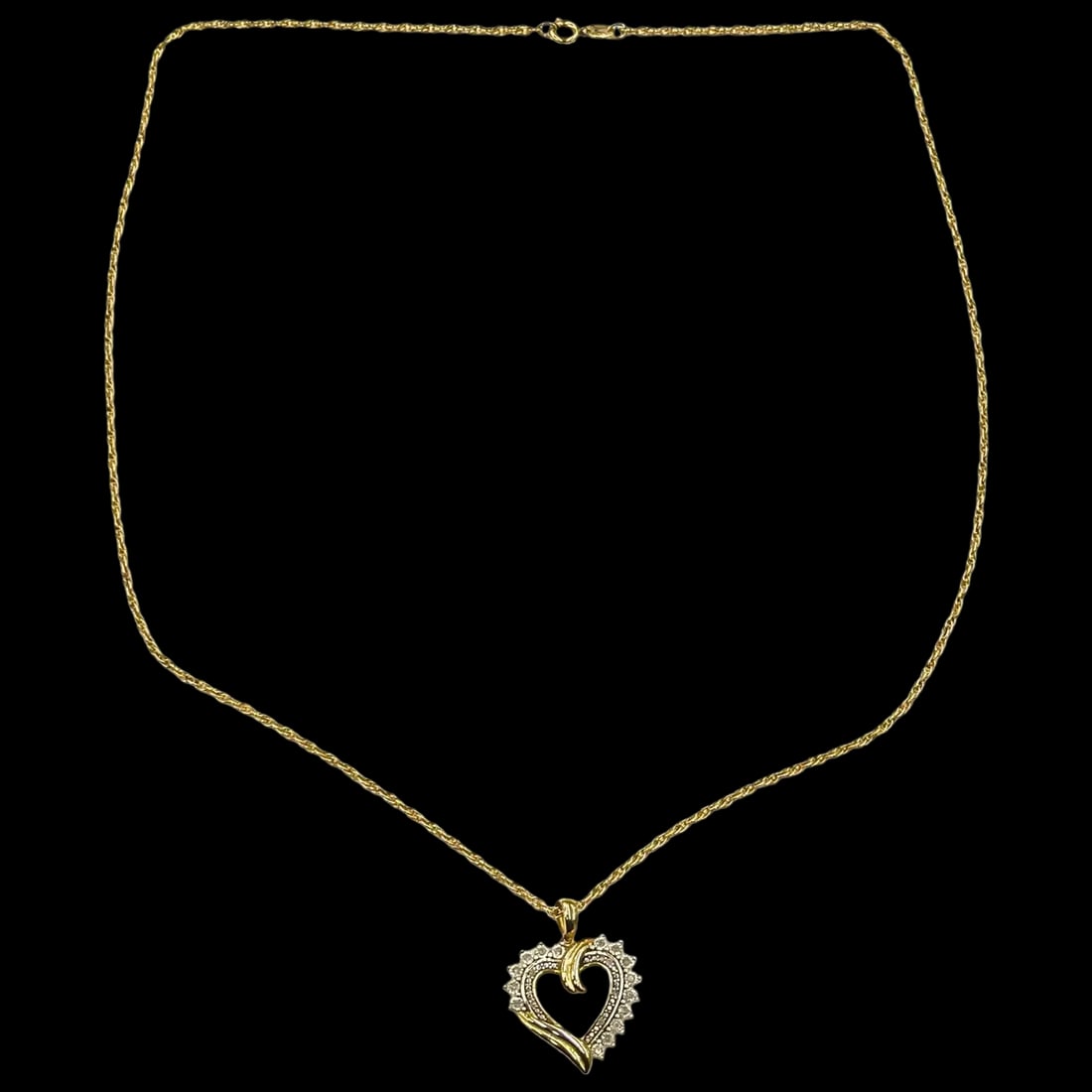 Estate 14k GF over Sterling Silver Diamond Heart Neclace (1 of 7)