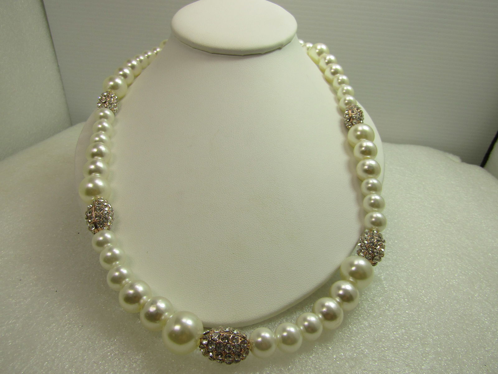 Faux Pearl/Rhinestone Necklace, 22"-25", 1980's-2000's (1 of 5)