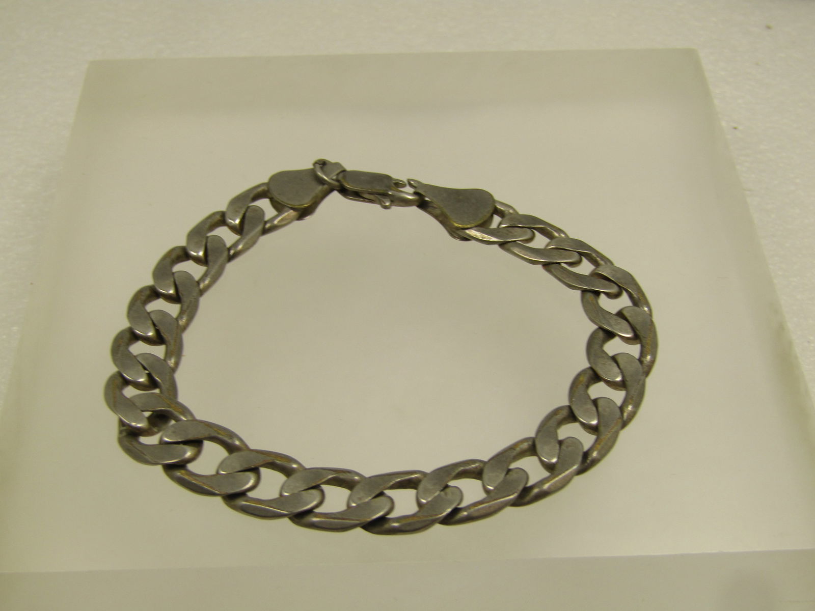 Vintage 9mm Curb Link Bracelet, Silver Tone, 8", 1980's, Men's, Unisex (1 of 6)