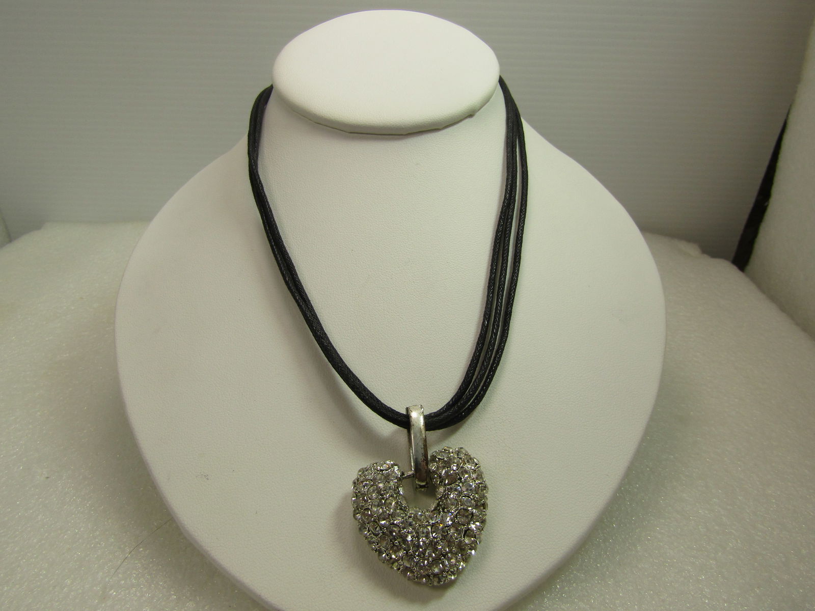 Vintage Rhinestone Heart Multi-Strand Necklace, 17"-19", 1980's-1990's (1 of 8)