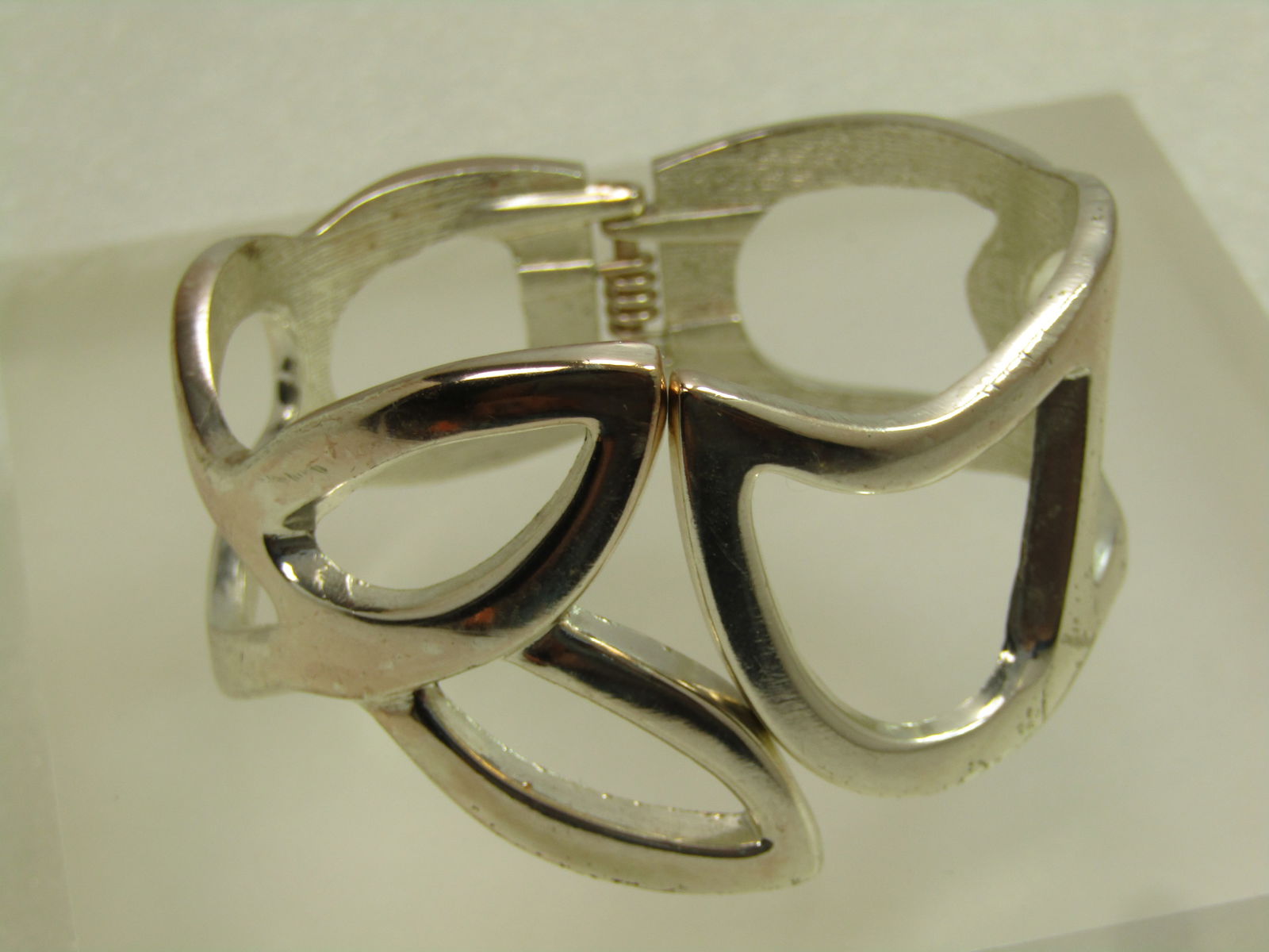 Vintage Silver Tone Wide Hinged Clamper Bracelet , 6.5", 1970's-1990's (1 of 5)