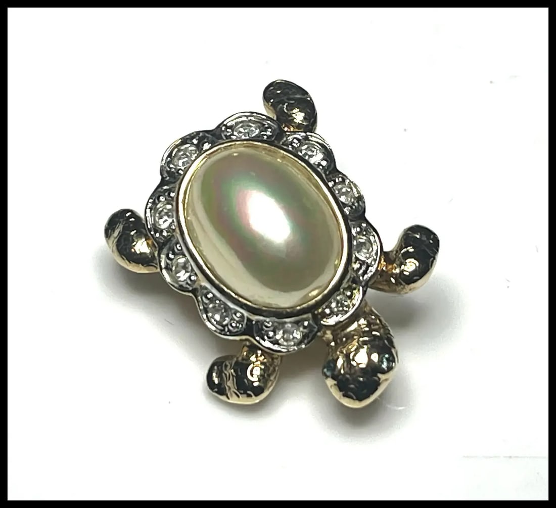Vintage Carolee Crystal Turtle Brooch - 2
