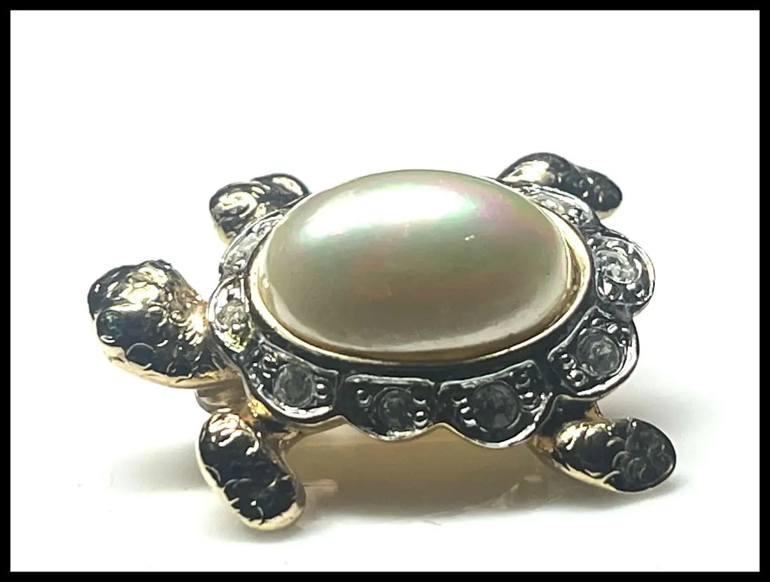 Vintage Carolee Crystal Turtle Brooch - 4
