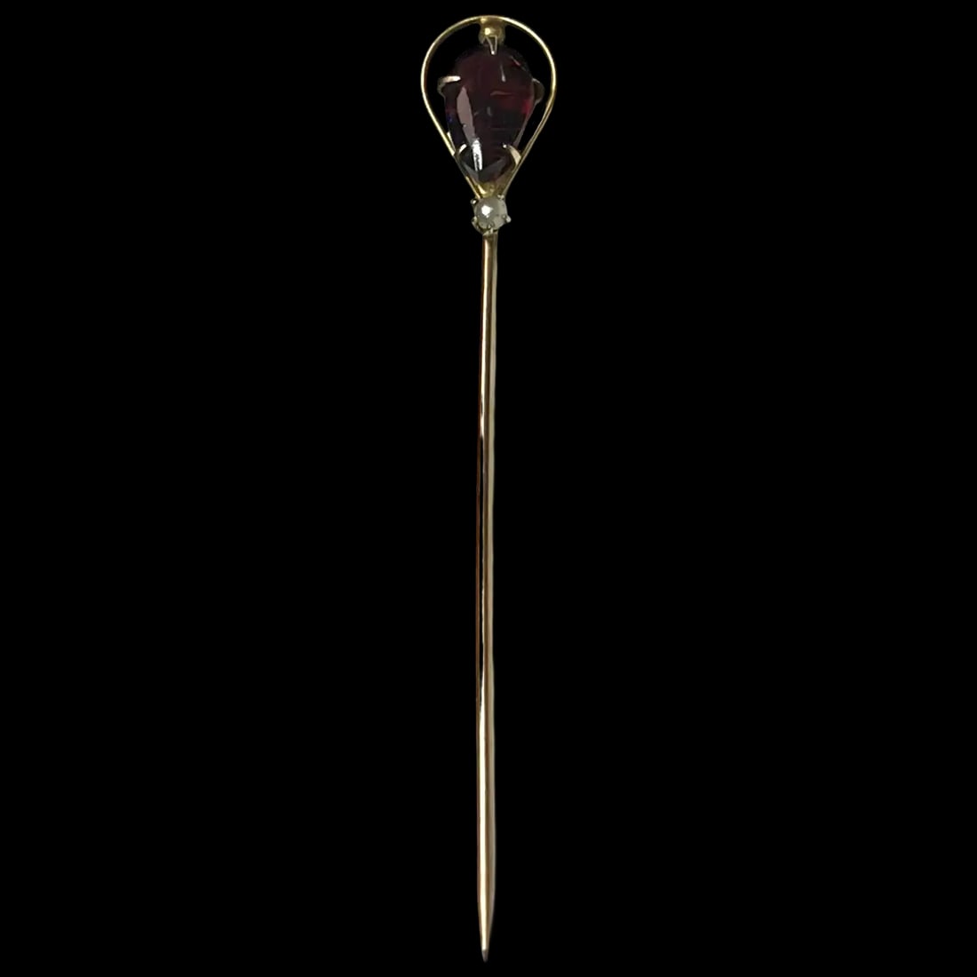 Vintage 10k Gold Glass and Seed Pearl Stickpin (1 of 5)