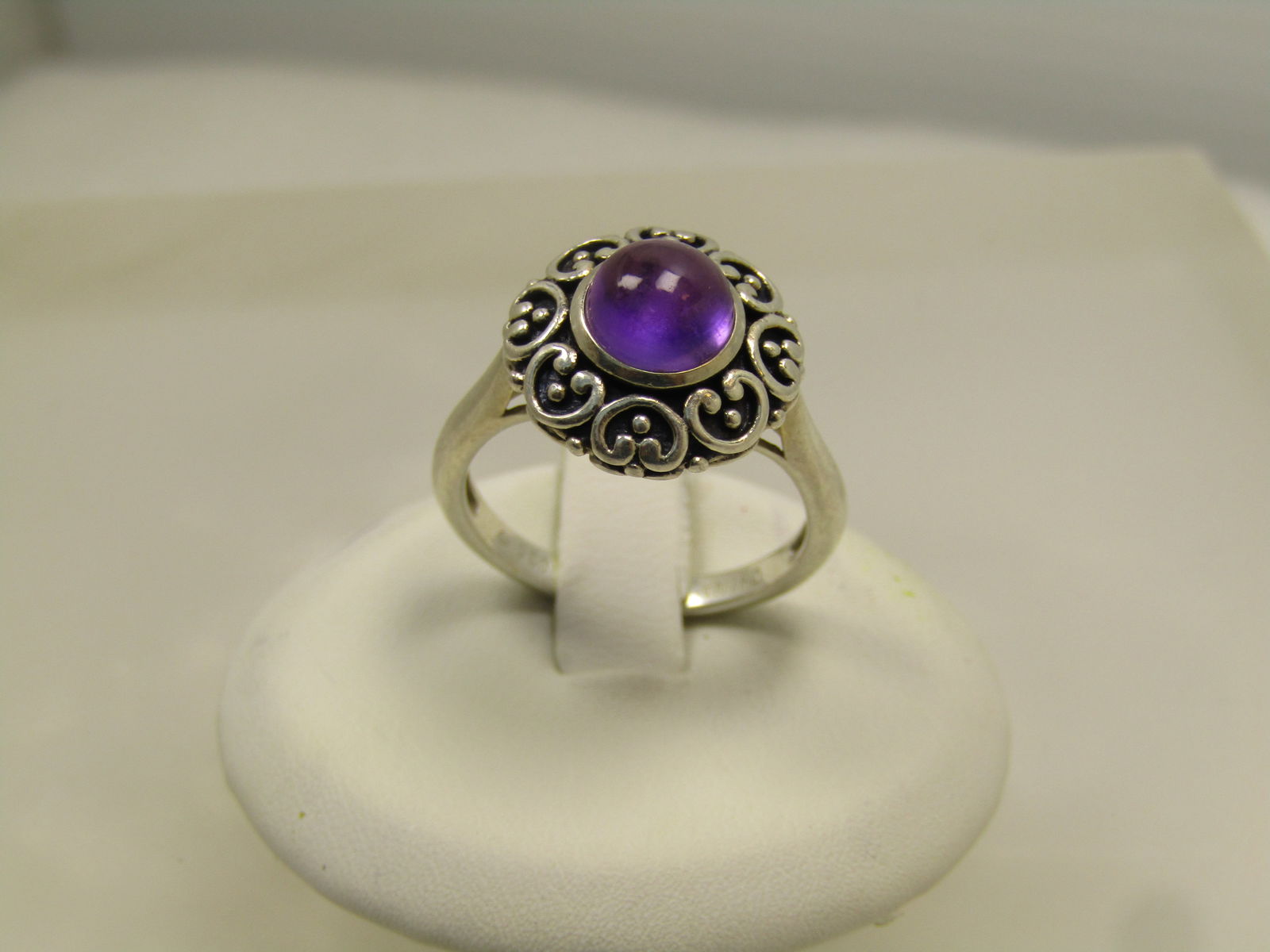 Vintage Sterling Scrolled Amethyst Ring, Sz. 7.5, 1980's-1990's (1 of 7)