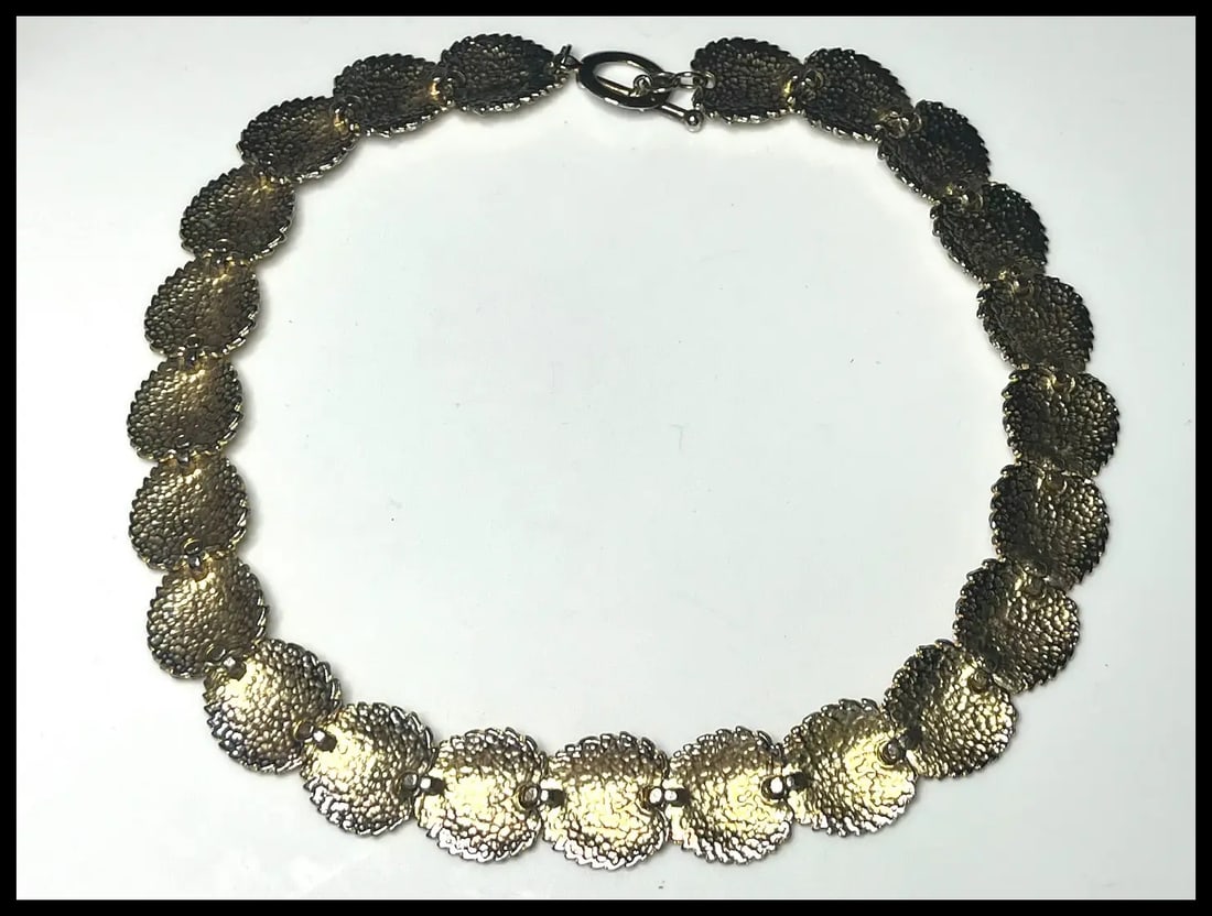 Estate Gold Tone Leaf Link Necklace- Unsigned - 4