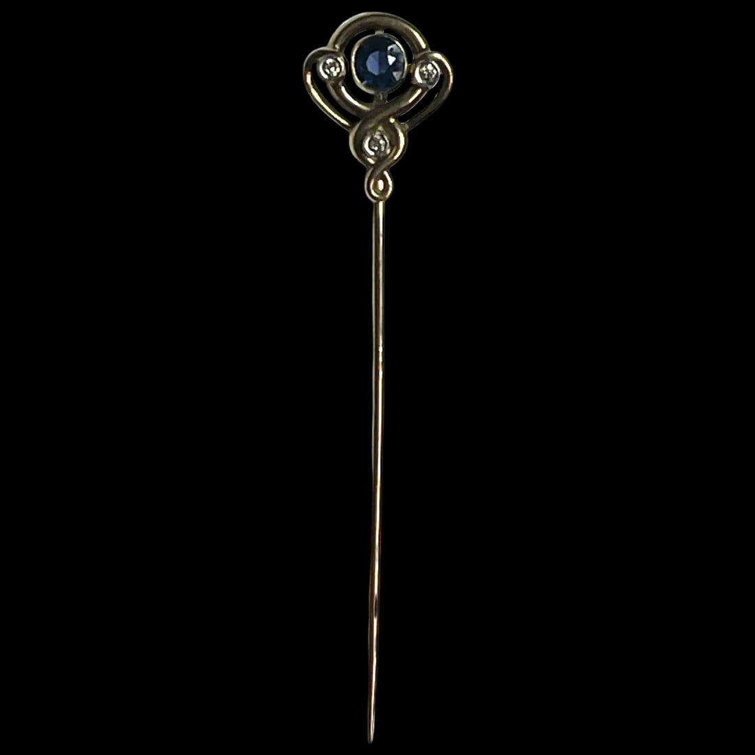 Vintage 14k Gold Sapphire and Diamond Stickpin (1 of 6)