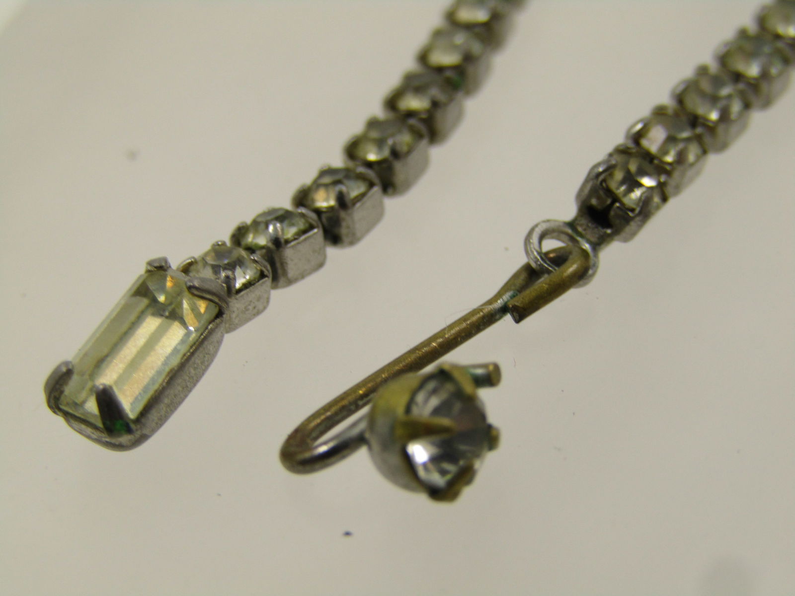 Vintage Rhinestone Clear Necklace, Oval/Round/Baguettes Bib, 15", Signed Weiss, Mid-Century - 4