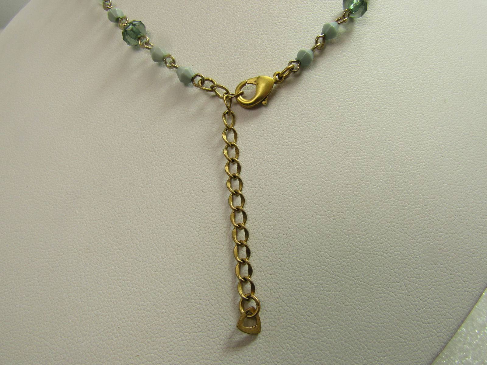 Blue/Green Glass & Acrylic Beaded Necklace/Pendant, 16"-18"- 1990's-2000's - 6