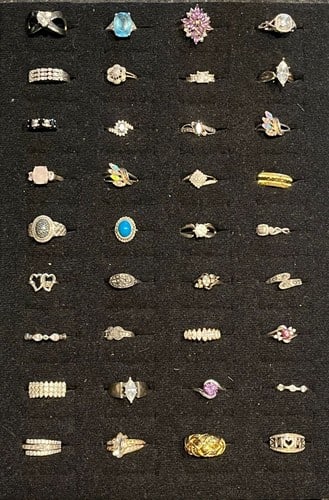 Lot of 36 Vintage to New Sterling Silver 925 Gemstone Rings - Various Sizes 132g (1 of 1)