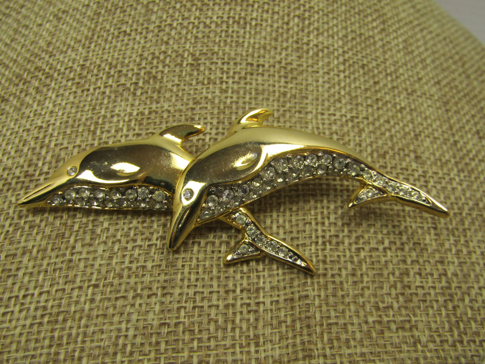 Vintage Dolphins & Rhinestone Brooch, 1980's (1 of 6)