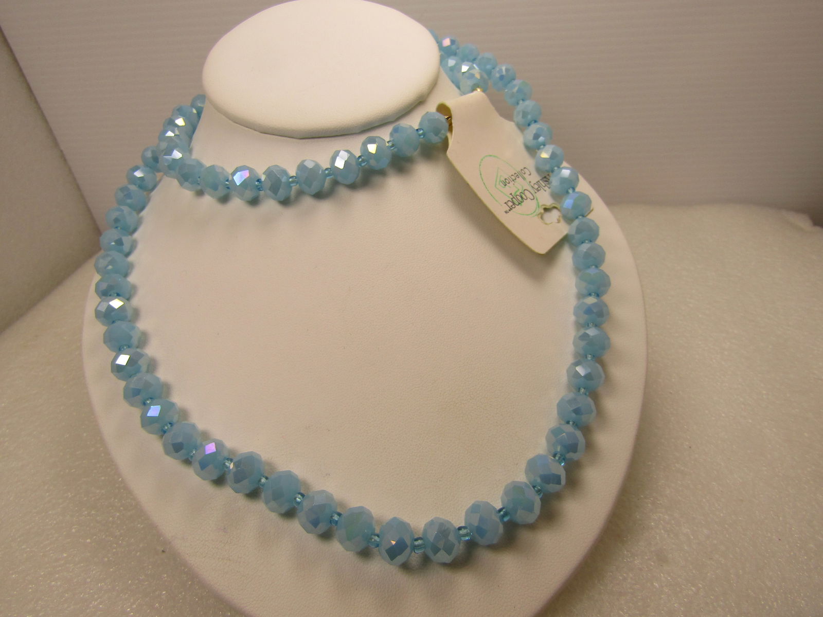 Blue Faceted Glass Beaded Necklace, Ashley Cooper, 32", 2000's With Tags - 2